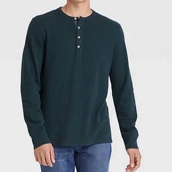 Goodfellow & Co Other - Goodfellow & Co Forest Green Long Sleeve Waffle Knit Henley Men’s Size M